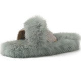Women Crystal Fur Slides Fashion Platform Slippers