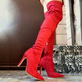 Women Sexy Red Thigh High Boots