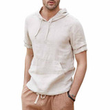 Men's Linen Slim-Fit Hooded Short-Sleeved T-Shirt