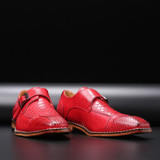 Men's Italy Vintage Crocodile Pattern Square Toe Dress Shoes
