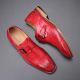 Men's Italy Vintage Crocodile Pattern Square Toe Dress Shoes