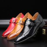 Men's Italy Vintage Crocodile Pattern Square Toe Dress Shoes