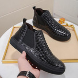 Stylish Men's Knitted Leather Ankle Boots