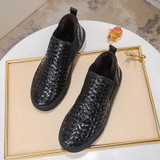 Stylish Men's Knitted Leather Ankle Boots