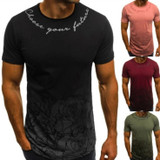 Men's Round Neck Slim Fit Print Short Sleeve T-Shirt