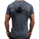 New Men's Letter Print Slim Fit Hoodie T-Shirt