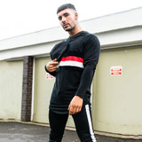 Men's Round Neck Stripe Fashion Slim Long Sleeve Shirt