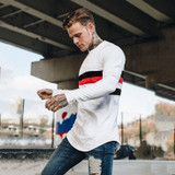 Men's Round Neck Stripe Fashion Slim Long Sleeve Shirt