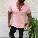 Men Slim Fit V Neck Short Sleeve  Muscle Tee T-Shirts