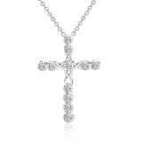 silver color  necklace jewelry women wedding fashion Cross CZ crystal Zircon stone pendant necklace  Christmas gift n296
