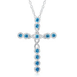 silver color  necklace jewelry women wedding fashion Cross CZ crystal Zircon stone pendant necklace  Christmas gift n296
