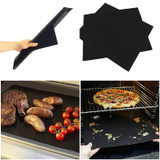 40*30cm 2pc Nonstick Heat Resistant  BBQ Grill Mat Reusable Teflon Cooking Baking Pad Heat Resistance Black)