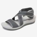 LOSTISY Cloth Opened Toe Cross Strap Casual Sport Sandals