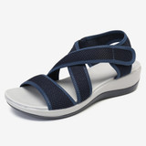 LOSTISY Cloth Opened Toe Cross Strap Casual Sport Sandals