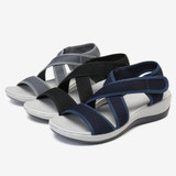 LOSTISY Cloth Opened Toe Cross Strap Casual Sport Sandals
