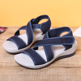 LOSTISY Cloth Opened Toe Cross Strap Casual Sport Sandals