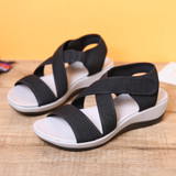 LOSTISY Cloth Opened Toe Cross Strap Casual Sport Sandals