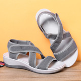 LOSTISY Cloth Opened Toe Cross Strap Casual Sport Sandals
