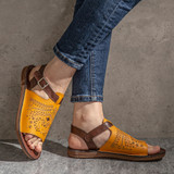LOSTISY Women Hollow Out Non Slip Soft Summer Roman Sandals