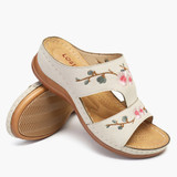 LOSTISY Women Flower Embroidery Open Toe Casual Summer Wedge Sandals