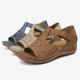 LOSTISY Women Open Toe Cutout Breathable Adjustable Strap  Lightweight Casual Daily Wedge Sandals