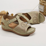 LOSTISY Women Open Toe Cutout Breathable Adjustable Strap  Lightweight Casual Daily Wedge Sandals
