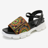 LOSTISY Women Colorful Embroidered Buckle Platform Sport Sandals