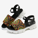 LOSTISY Women Colorful Embroidered Buckle Platform Sport Sandals