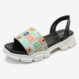LOSTISY Women Printing Slip On Platform Sport Sandals