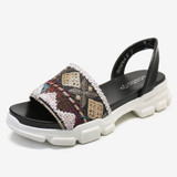 LOSTISY Women Printing Slip On Platform Sport Sandals