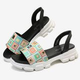 LOSTISY Women Printing Slip On Platform Sport Sandals