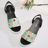 LOSTISY Women Printing Slip On Platform Sport Sandals