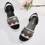 LOSTISY Women Printing Slip On Platform Sport Sandals