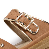 LOSTISY Metal Buckle Cross Slip On Soft Comfy Sandals