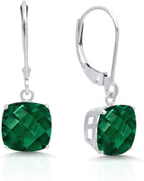 Certified 14k Yellow or White Gold Cushion Cut Gemstone Dangle Leverback Earrings (8mm)