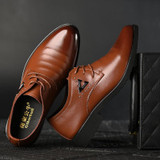 Men Stylish Metal Decoration Lace Up Business Formal Dress Shoes
