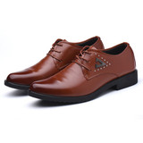 Men Stylish Metal Decoration Lace Up Business Formal Dress Shoes