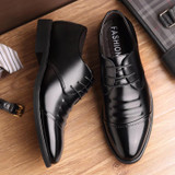 Men Stylish Cap Toe Lace Up Business Casual Leather Formal Dress Shoes