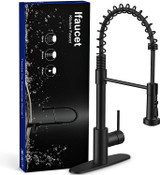 Black Kitchen Faucet with Pull Down Sprayer, 19.75-Inch Spring Faucet