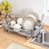 Aluminum Dish Rack, Sink Dish Drying Rack, Dish Drainer with Anti-Rust Frame