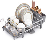 Aluminum Dish Rack, Sink Dish Drying Rack, Dish Drainer with Anti-Rust Frame