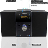 LONPOO Stereo Shelf System Hi-Fi Sound Speaker CD Player