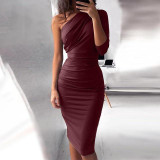 Elegant One Shoulder Bodycon Party Dress