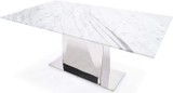 Zuri Furniture Modern Bianco 71 Inch Dining Table with White Carrara Marble Top and Polished