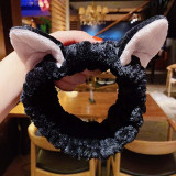 Soft Warm Coral Fleece Animal Ears Wash Face Hairband Hair Accessories