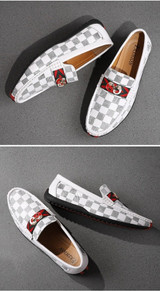 Leather Men's Plaid Canvas Penny Loafers