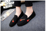 Suede Embroidered Loafers for Mens