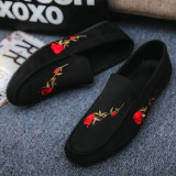 Suede Embroidered Loafers for Mens