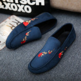 Suede Embroidered Loafers for Mens