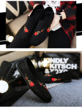Suede Embroidered Loafers for Mens